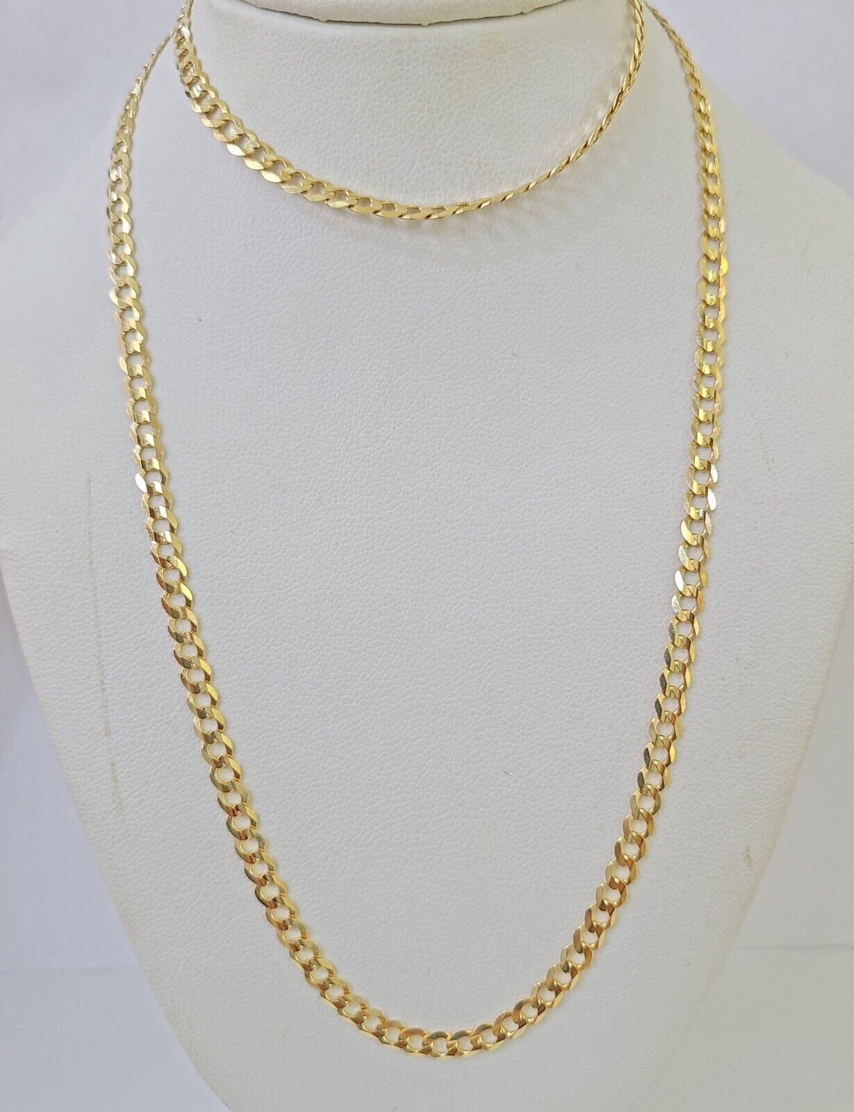 10k Gold Cuban Curb Link chain 4mm 24 Inch Real Yellow Gold Real Genuine - Reva Jeweler