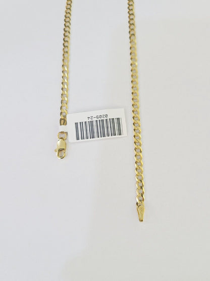 10k Gold Cuban Curb Link chain SOLID 3mm 20 Inch Real Yellow Gold Real Genuine - Reva Jeweler