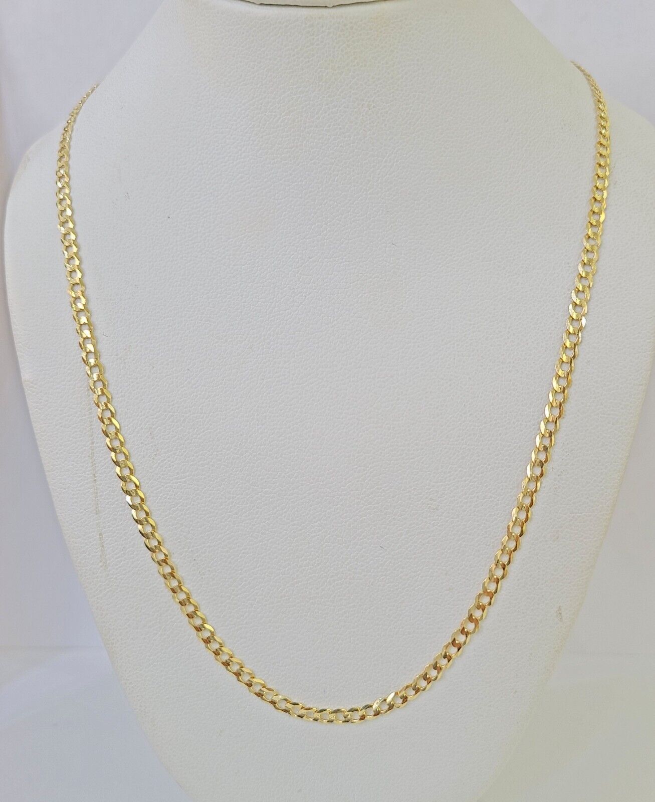 10k Gold Cuban Curb Link chain SOLID 3mm 20 Inch Real Yellow Gold Real Genuine - Reva Jeweler