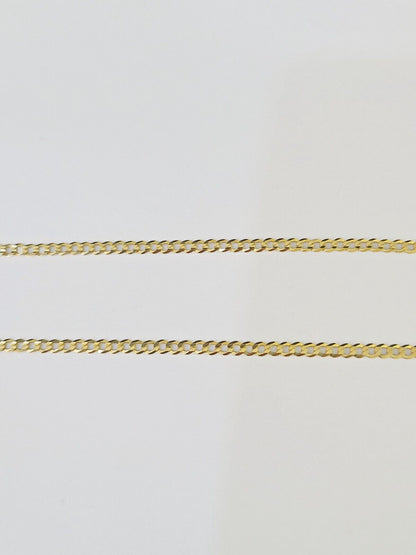 10k Gold Cuban Curb Link chain SOLID 3mm 20 Inch Real Yellow Gold Real Genuine - Reva Jeweler