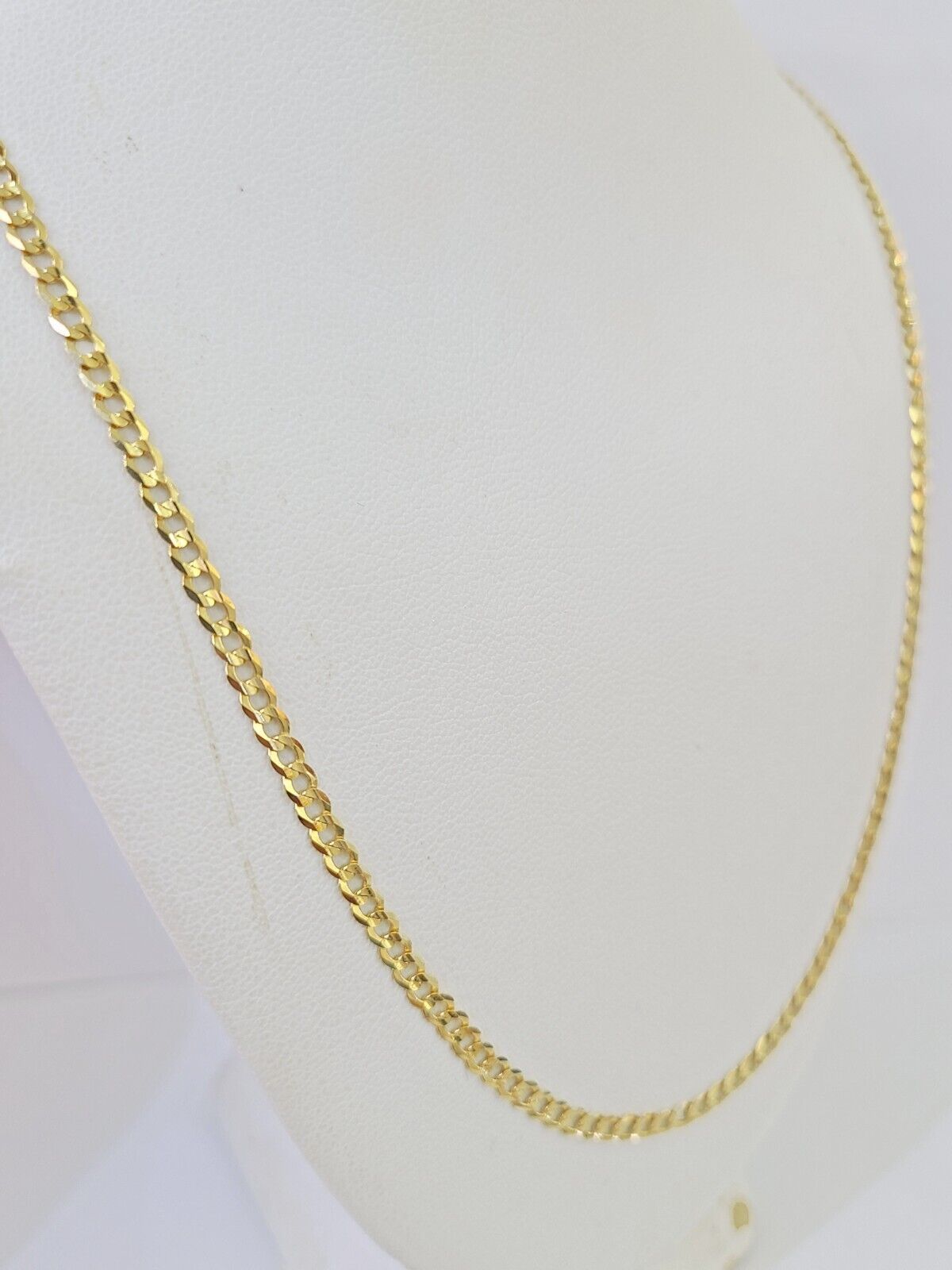 10k Gold Cuban Curb Link chain SOLID 3mm 20 Inch Real Yellow Gold Real Genuine - Reva Jeweler