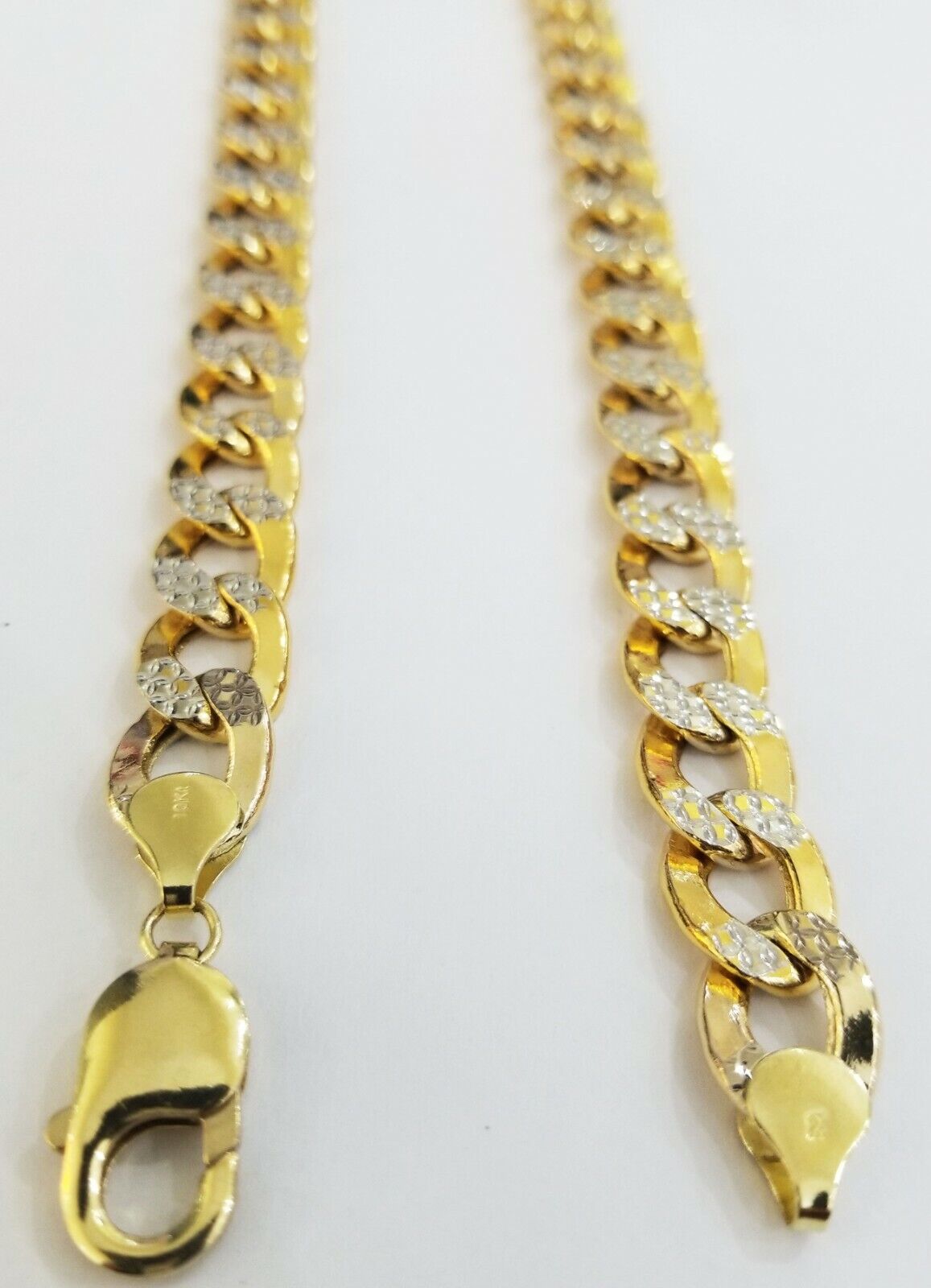 10K gold cuban curve link chain with diamond cut 11mm 26" gold necklace for men - Reva Jeweler