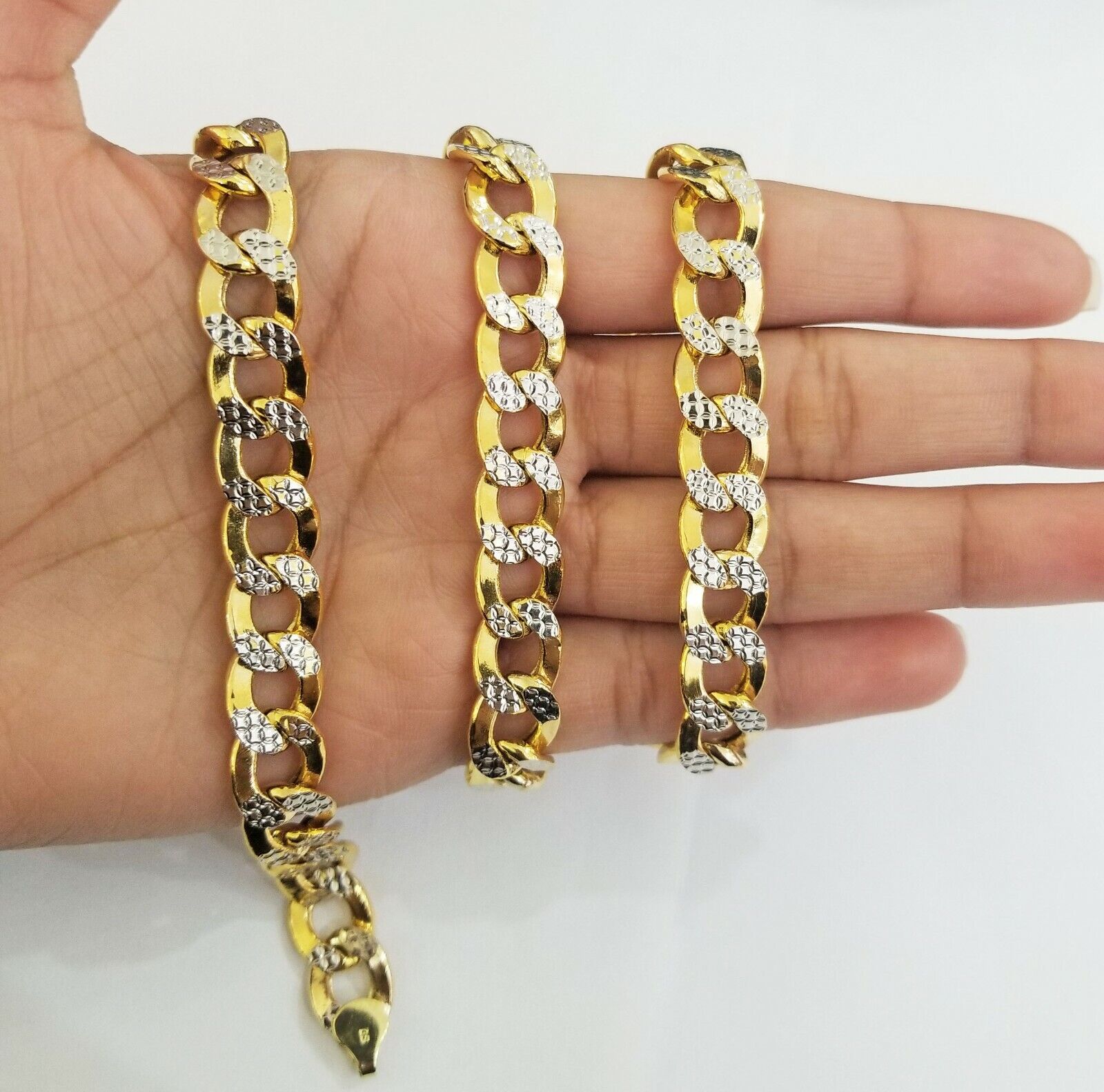 10K gold cuban curve link chain with diamond cut 11mm 26" gold necklace for men - Reva Jeweler