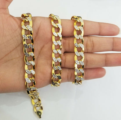 10K gold cuban curve link chain with diamond cut 11mm 26" gold necklace for men - Reva Jeweler