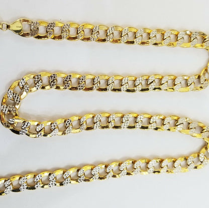 10K gold cuban curve link chain with diamond cut 11mm 26" gold necklace for men - Reva Jeweler