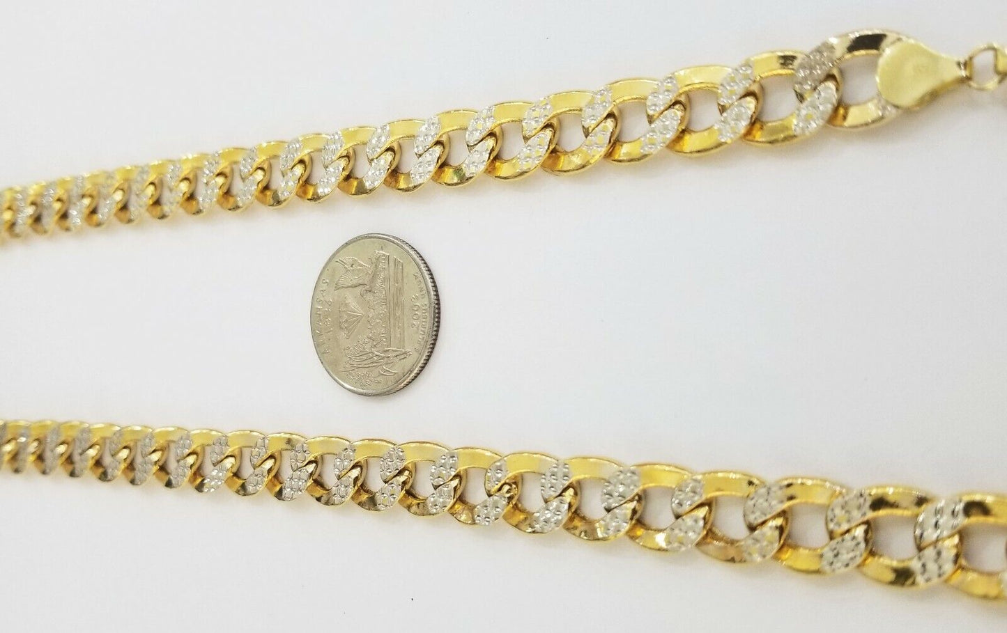 10K gold cuban curve link chain with diamond cut 11mm 26" gold necklace for men - Reva Jeweler