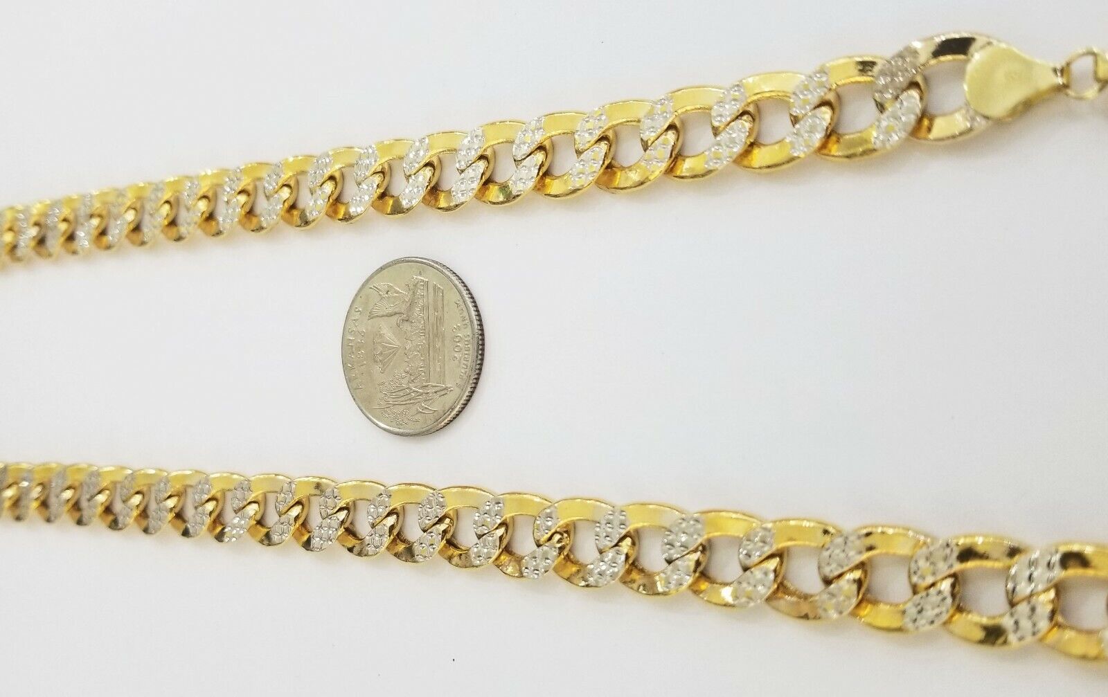 10K gold cuban curve link chain with diamond cut 11mm 26" gold necklace for men - Reva Jeweler
