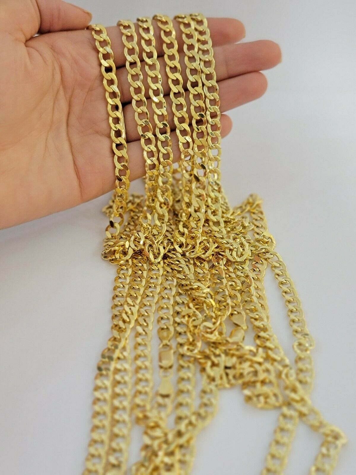 10k Gold Cuban Link Chain Necklace 6.5mm 20" 22" 24" 26" 28" REAL 10kt Yellow Gd - Reva Jeweler