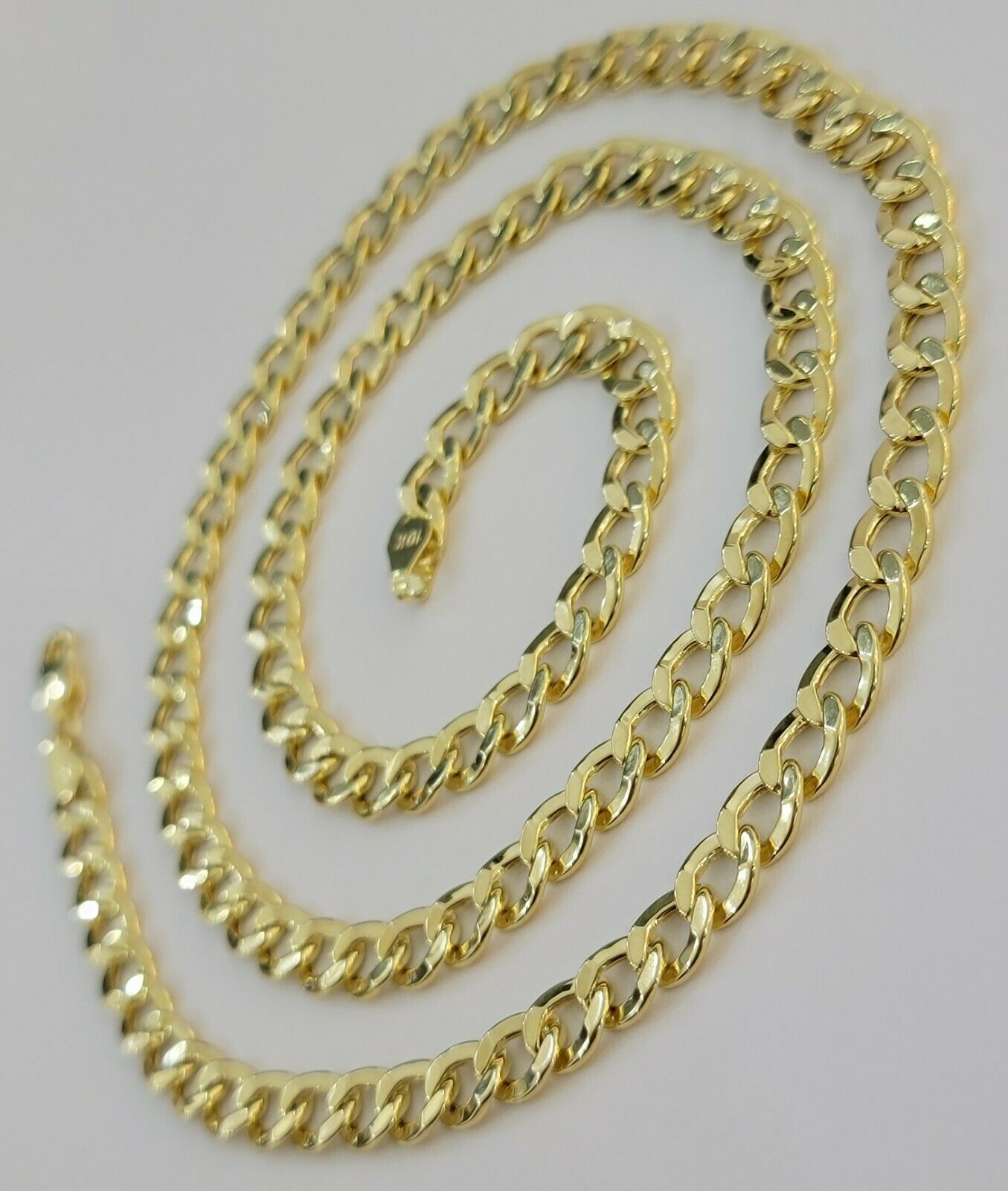 10k Gold Cuban Link Chain Necklace 6.5mm 20" 22" 24" 26" 28" REAL 10kt Yellow Gd - Reva Jeweler