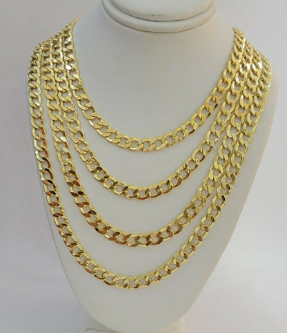 10k Gold Cuban Link Chain Necklace 6.5mm 20" 22" 24" 26" 28" REAL 10kt Yellow Gd - Reva Jeweler