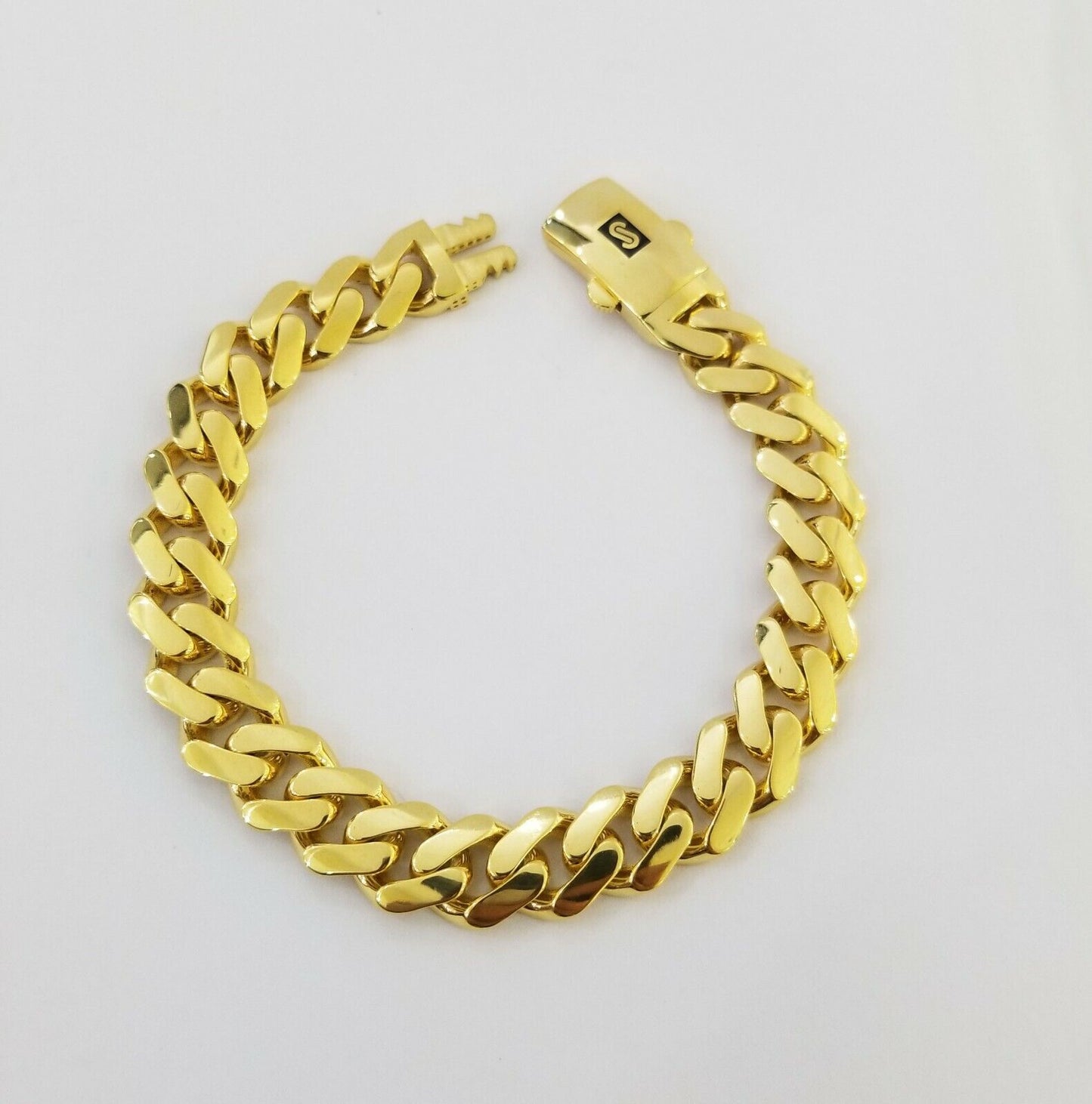 10k Gold Cuban Link Royal 11mm Monaco chain and Bracelet 10kt Real gold set - Reva Jeweler