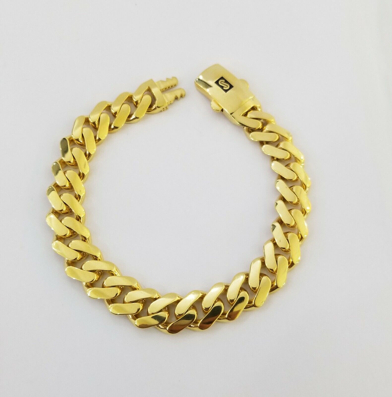 10k Gold Cuban Link Royal 11mm Monaco chain and Bracelet 10kt Real gold set - Reva Jeweler