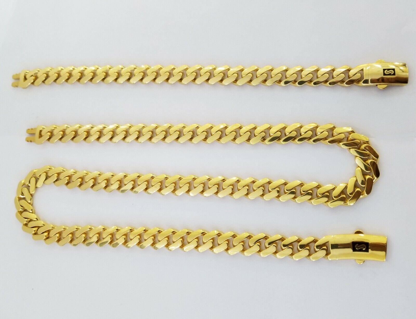 10k Gold Cuban Link Royal 11mm Monaco chain and Bracelet 10kt Real gold set - Reva Jeweler