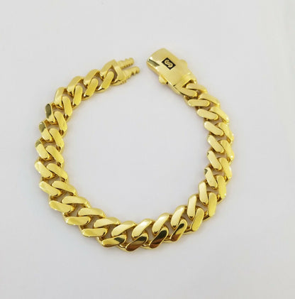 10k Gold Cuban Link Royal 11mm Monaco chain and Bracelet 10kt Real gold set - Reva Jeweler
