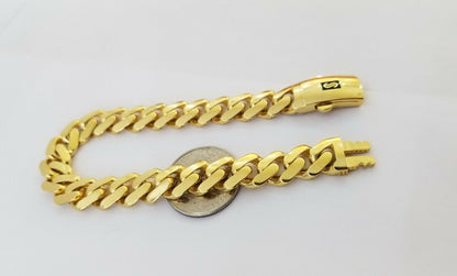 10k Gold Cuban Link Royal 11mm Monaco chain and Bracelet 10kt Real gold set - Reva Jeweler