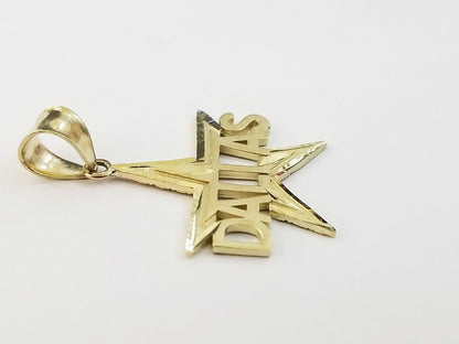10k Gold Dallas Star Men Pendant 2.5mm Rope Chain in 18 20 22 24 26 28 Inch Real - Reva Jeweler