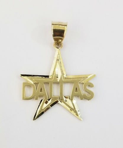 10k Gold Dallas Star Men Pendant 2.5mm Rope Chain in 18 20 22 24 26 28 Inch Real - Reva Jeweler