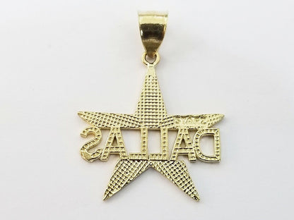 10k Gold Dallas Star Men Pendant 2.5mm Rope Chain in 18 20 22 24 26 28 Inch Real - Reva Jeweler