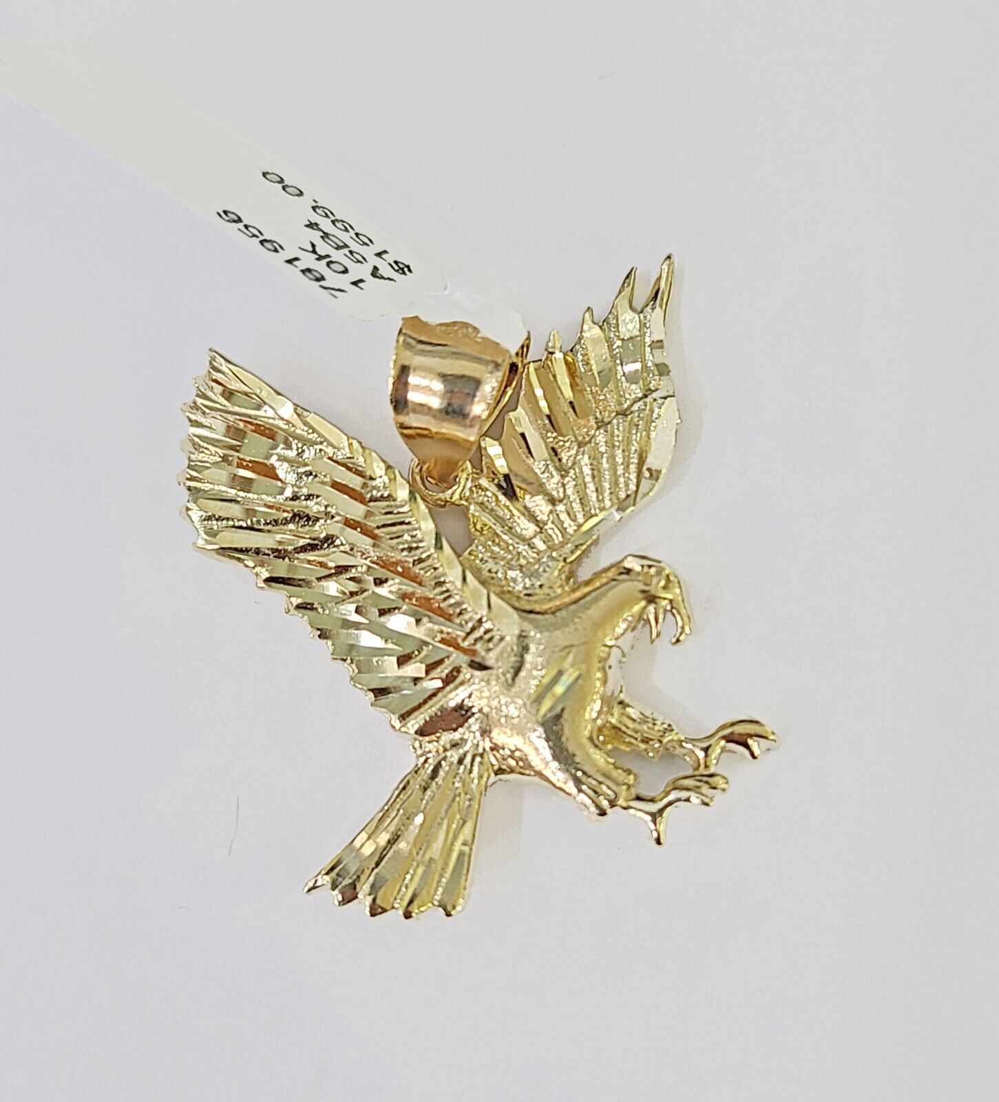 10k Gold Flying Eagle Pendant Rope Chain 3mm 18'' Necklace Set Real Genuine - Reva Jeweler
