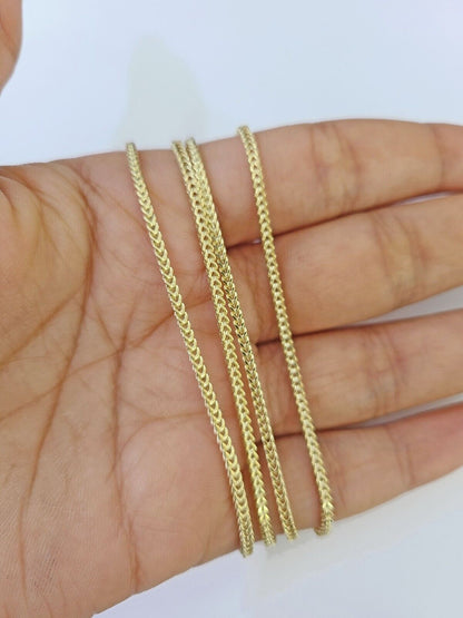 10K Gold Franco Chain 1.5mm Length 18" 20" 22" 24" 26" 28" 30" & Cross Charm - Reva Jeweler