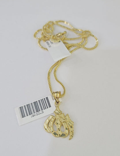 10K Gold Franco Chain Allah Charm SET Length 16 - 20 inches 1mm Ladies Women - GoldenlinQ