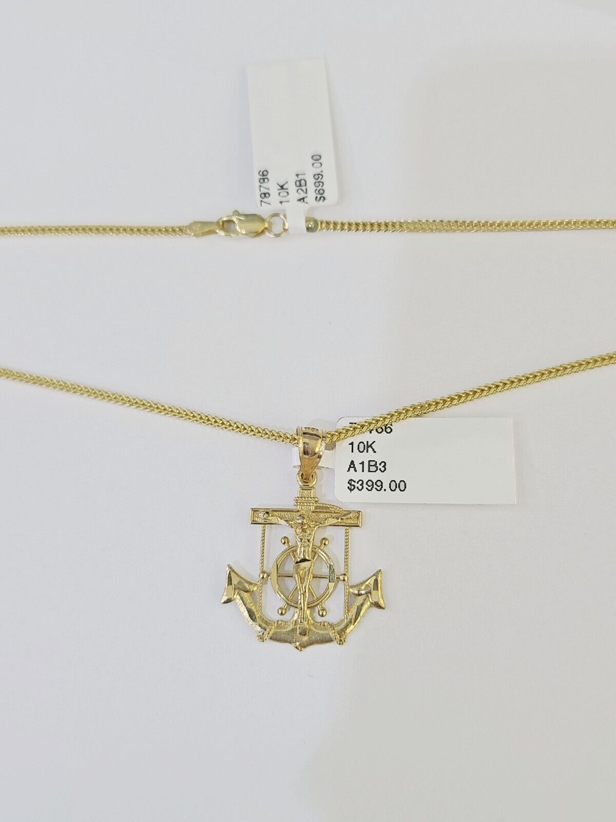 10K Gold Franco Chain Anchor Charm Length 18" - 26" 1.5mm REAL Yellow - GoldenlinQ