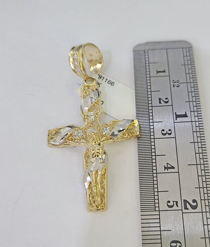 10K Gold Franco Chain Cross Charm Length 18 - 26 inches 2mm REAL Yellow - GoldenlinQ