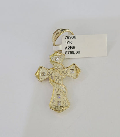 10K Gold Franco Chain Cross Charm Length 18 - 26 inches 2mm REAL Yellow - GoldenlinQ