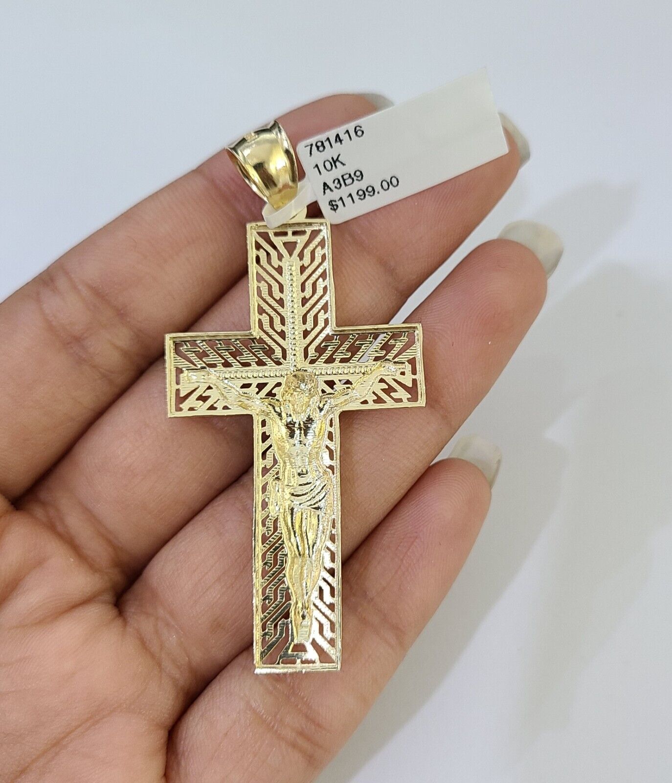 10K Gold Franco Chain Cross Charm Length 18 - 26 inches 3mm REAL Yellow - GoldenlinQ