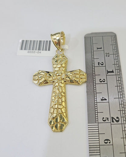 10K Gold Franco Chain Cross Charm Length 18 - 26 inches 3mm REAL Yellow - GoldenlinQ