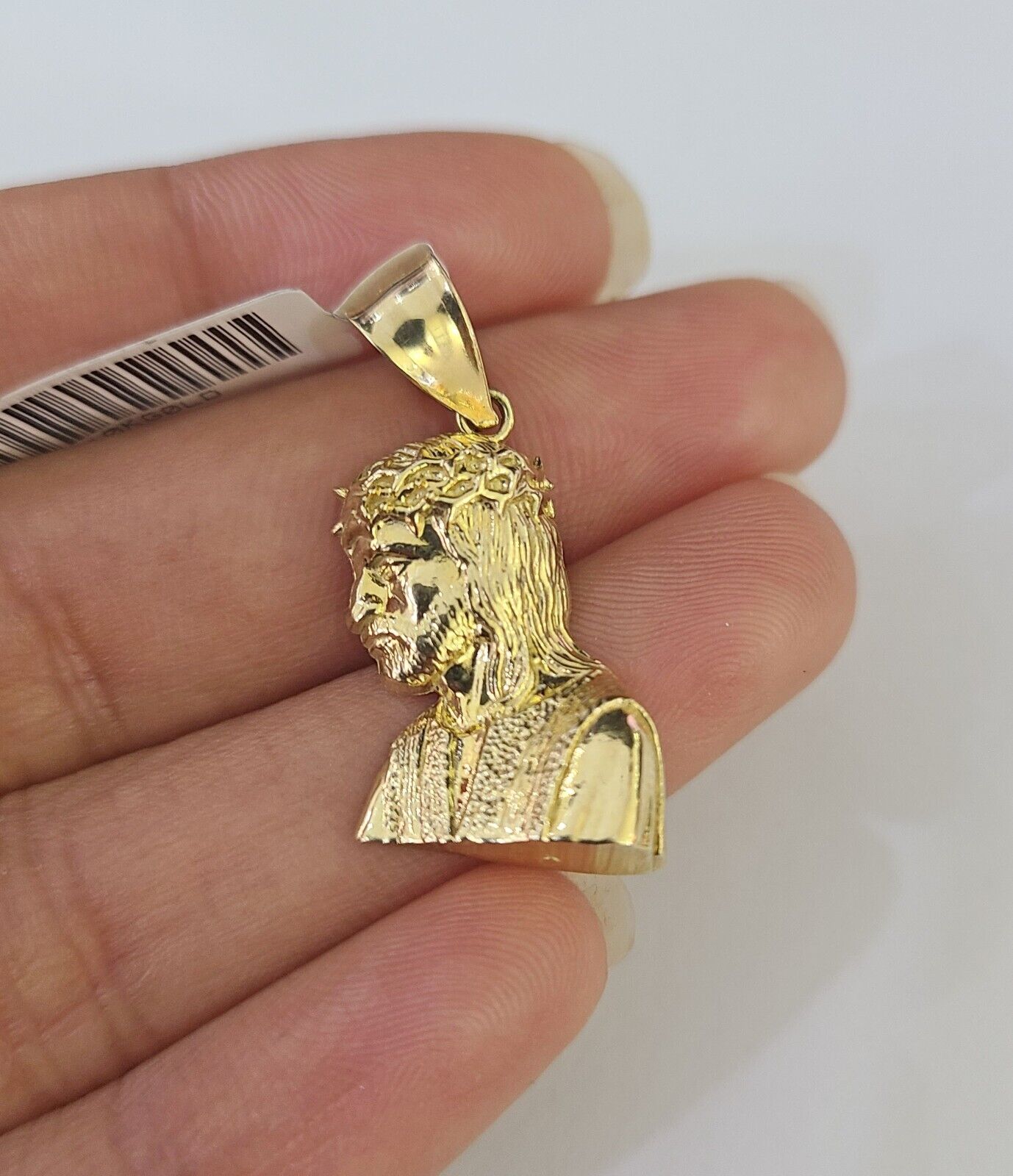 10K Gold Franco Chain Jesus Head Charm SET 18 - 24 inches 1mm Necklace - GoldenlinQ