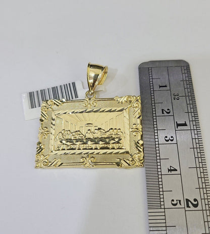 10K Gold Franco Chain Last Supper Charm Length 18 - 26 inches 3mm REAL Yellow - GoldenlinQ