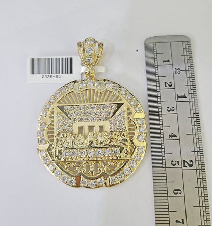 10K Gold Franco Chain Last Supper Charm Length 18 - 26 inches 3mm REAL Yellow - GoldenlinQ