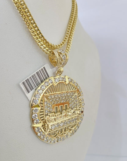 10K Gold Franco Chain Last Supper Charm Length 18 - 26 inches 3mm REAL Yellow - GoldenlinQ