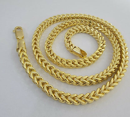 10K Gold Franco Link Chain 22" Necklace 6mm Thick, REAL 10kt Men's STRONG Chain - Reva Jeweler
