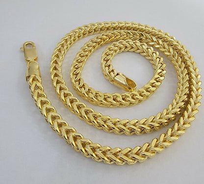 10K Gold Franco Link Chain 22" Necklace Thick, REAL 10kt Men's STRONG Chain Link - Reva Jeweler