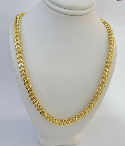 10K Gold Franco Link Chain 24" Necklace 6mm Thick, REAL 10kt Men's STRONG Chain - Reva Jeweler