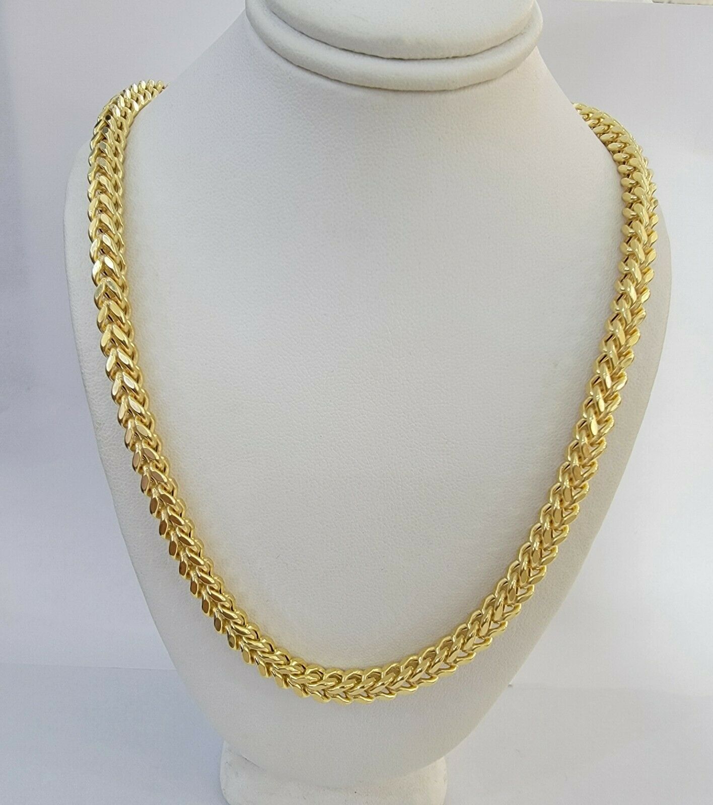 10K Gold Franco Link Chain 24" Necklace 6mm Thick, REAL 10kt Men's STRONG Chain - Reva Jeweler
