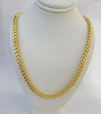 10K Gold Franco Link Chain 24" Necklace 6mm Thick, REAL 10kt Men's STRONG Chain - Reva Jeweler