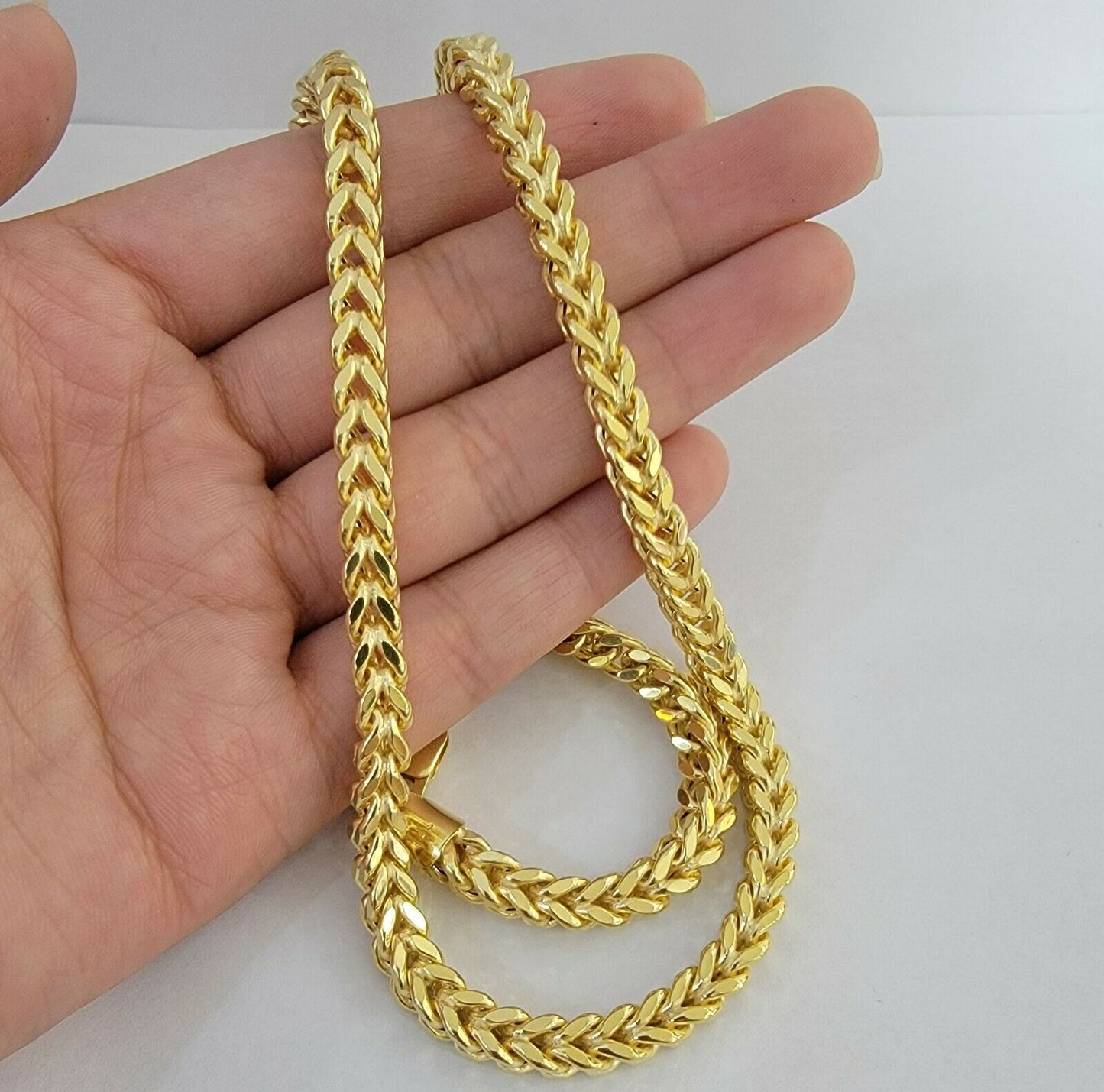 10K Gold Franco Link Chain 24" Necklace 6mm Thick, REAL 10kt Men's STRONG Chain - Reva Jeweler