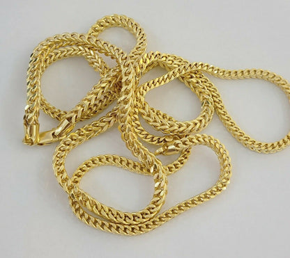 10K Gold Franco Link Chain 26" Necklace 5mm Thick, REAL 10kt Men's STRONG Chain - Reva Jeweler