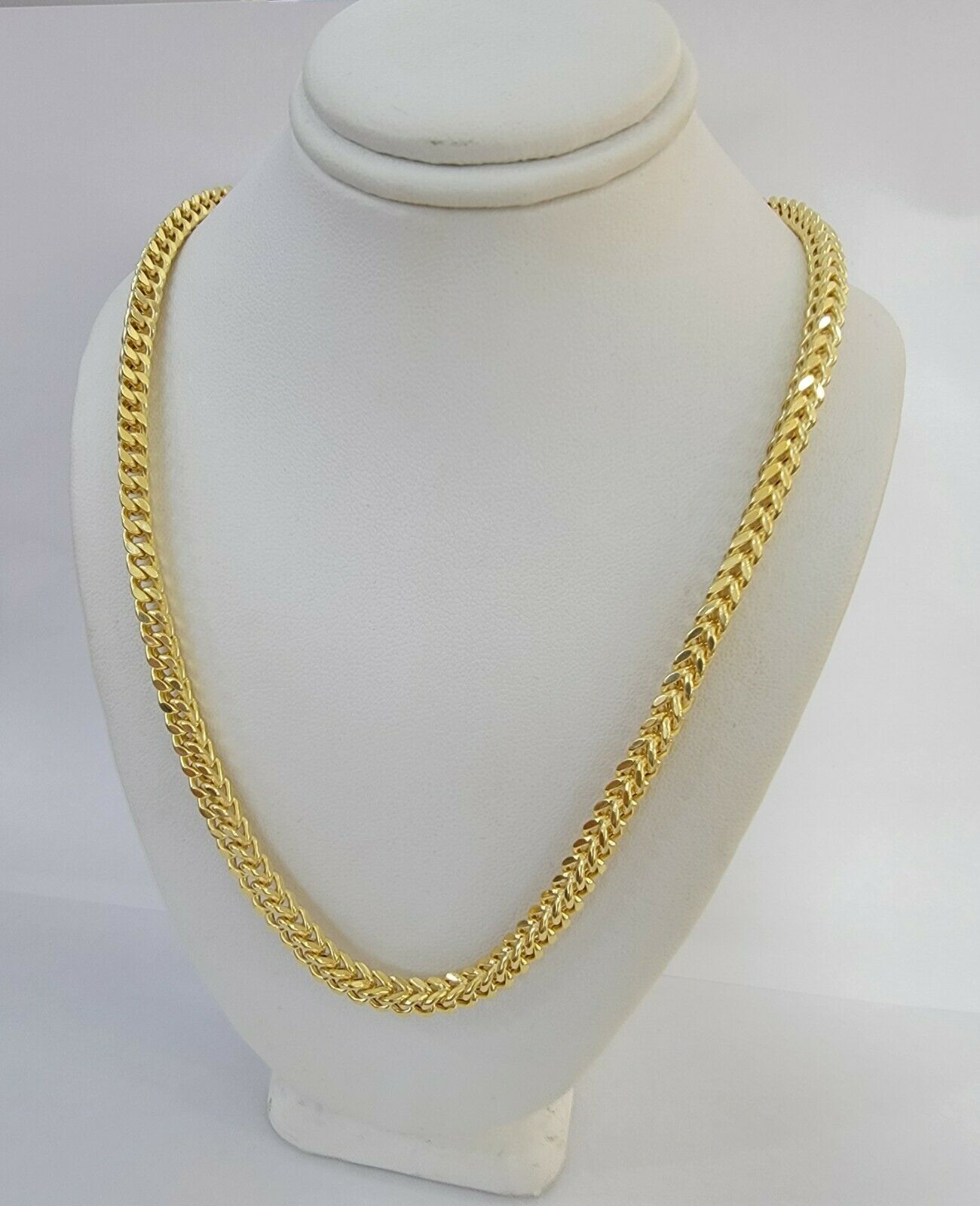 10K Gold Franco Link Chain 26" Necklace 5mm Thick, REAL 10kt Men's STRONG Chain - Reva Jeweler
