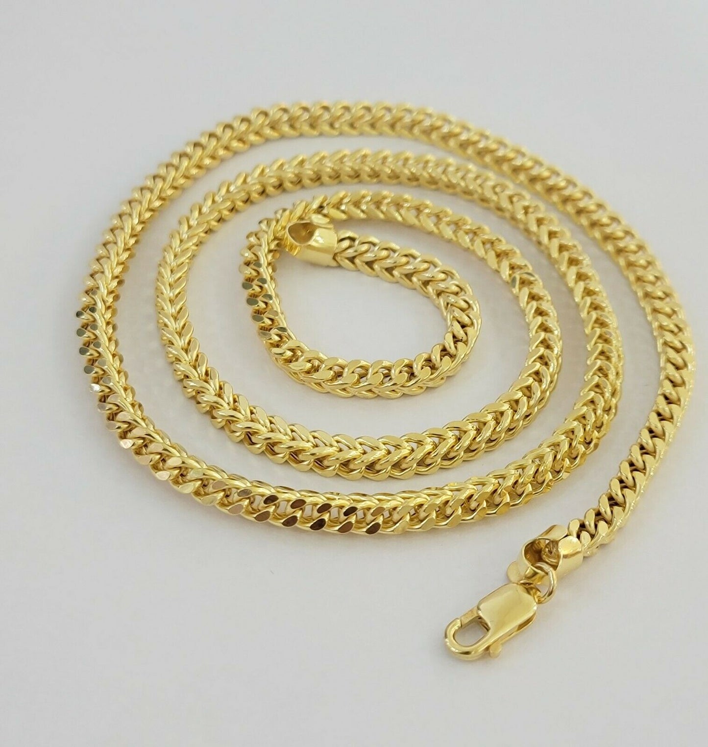 10K Gold Franco Link Chain 26" Necklace 5mm Thick, REAL 10kt Men's STRONG Chain - Reva Jeweler