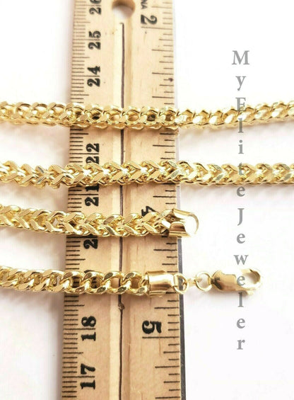 10K Gold Franco Link Chain 26" Necklace 5mm Thick, REAL 10kt Men's STRONG Chain - Reva Jeweler