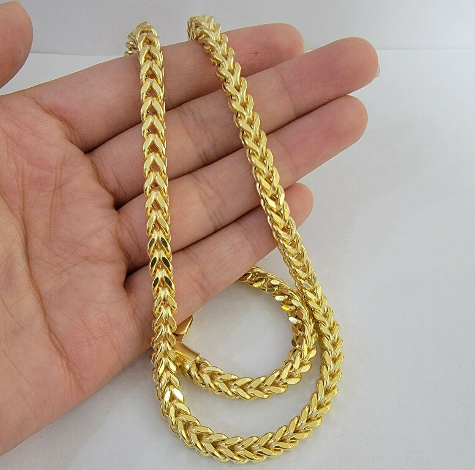 10K Gold Franco Link Chain 26" Necklace 6mm Thick, REAL 10kt Men's STRONG Chain - Reva Jeweler