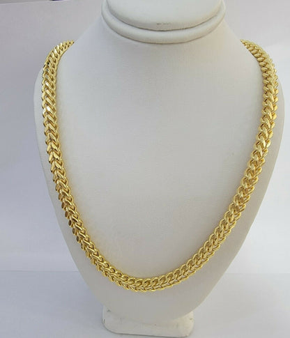 10K Gold Franco Link Chain 26" Necklace 6mm Thick, REAL 10kt Men's STRONG Chain - Reva Jeweler
