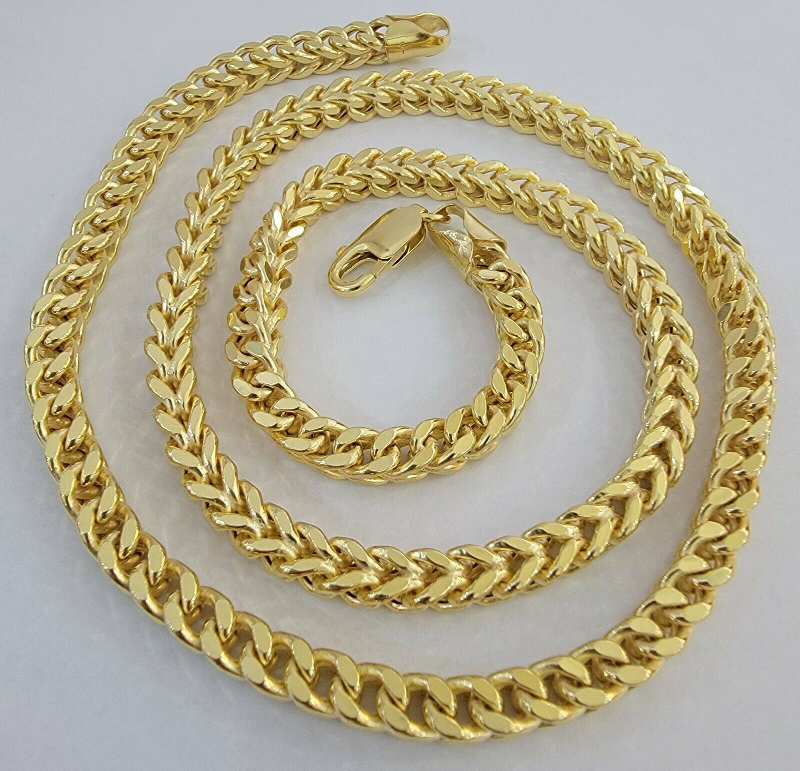 10K Gold Franco Link Chain 26" Necklace 6mm Thick, REAL 10kt Men's STRONG Chain - Reva Jeweler