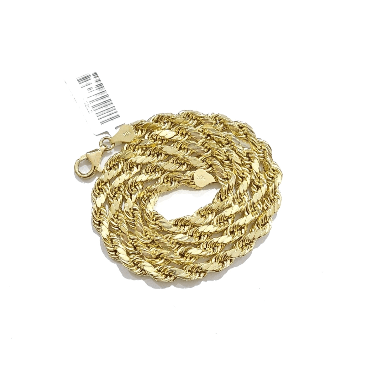 10k Gold Jesus Head Charm Rope Chain Necklace 6mm 22'' Set & Pendant 10kt REAL - Reva Jeweler
