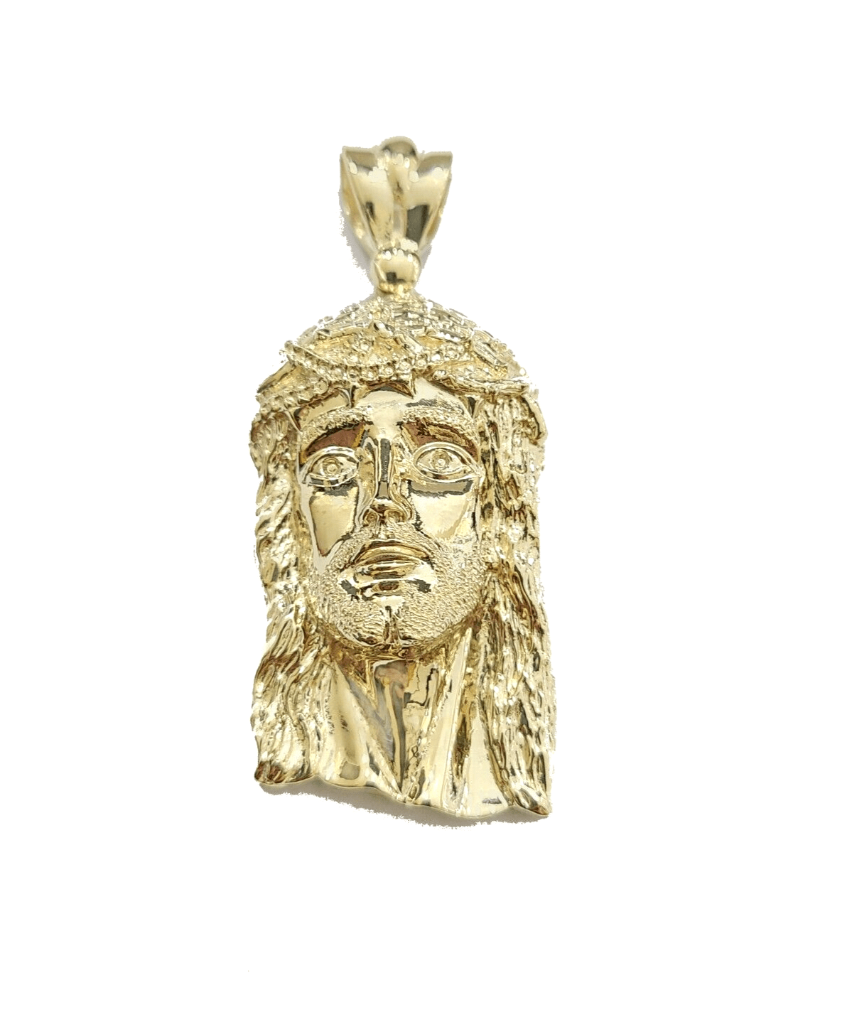 10k Gold Jesus Head Charm Rope Chain Necklace 6mm 26'' Set & Pendant 10kt REAL - Reva Jeweler