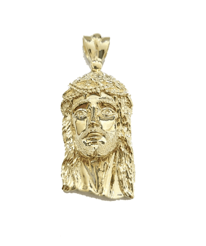 10k Gold Jesus Head Charm Rope Chain Necklace 6mm 26'' Set & Pendant 10kt REAL - Reva Jeweler